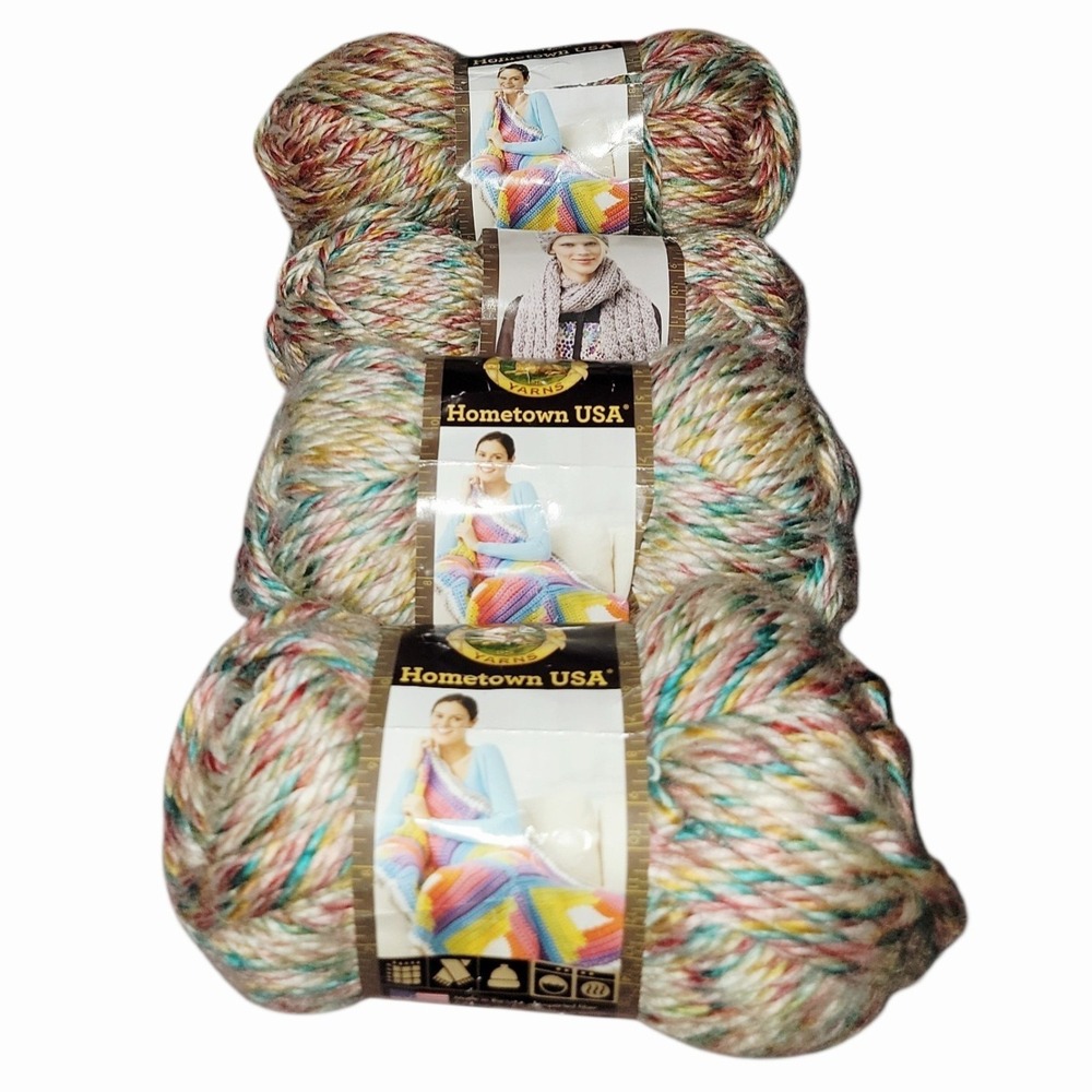 Lion Brand Hometown USA Yarn Fargo Fields 220 Lot 4 Super Bulky 6 Acrylic